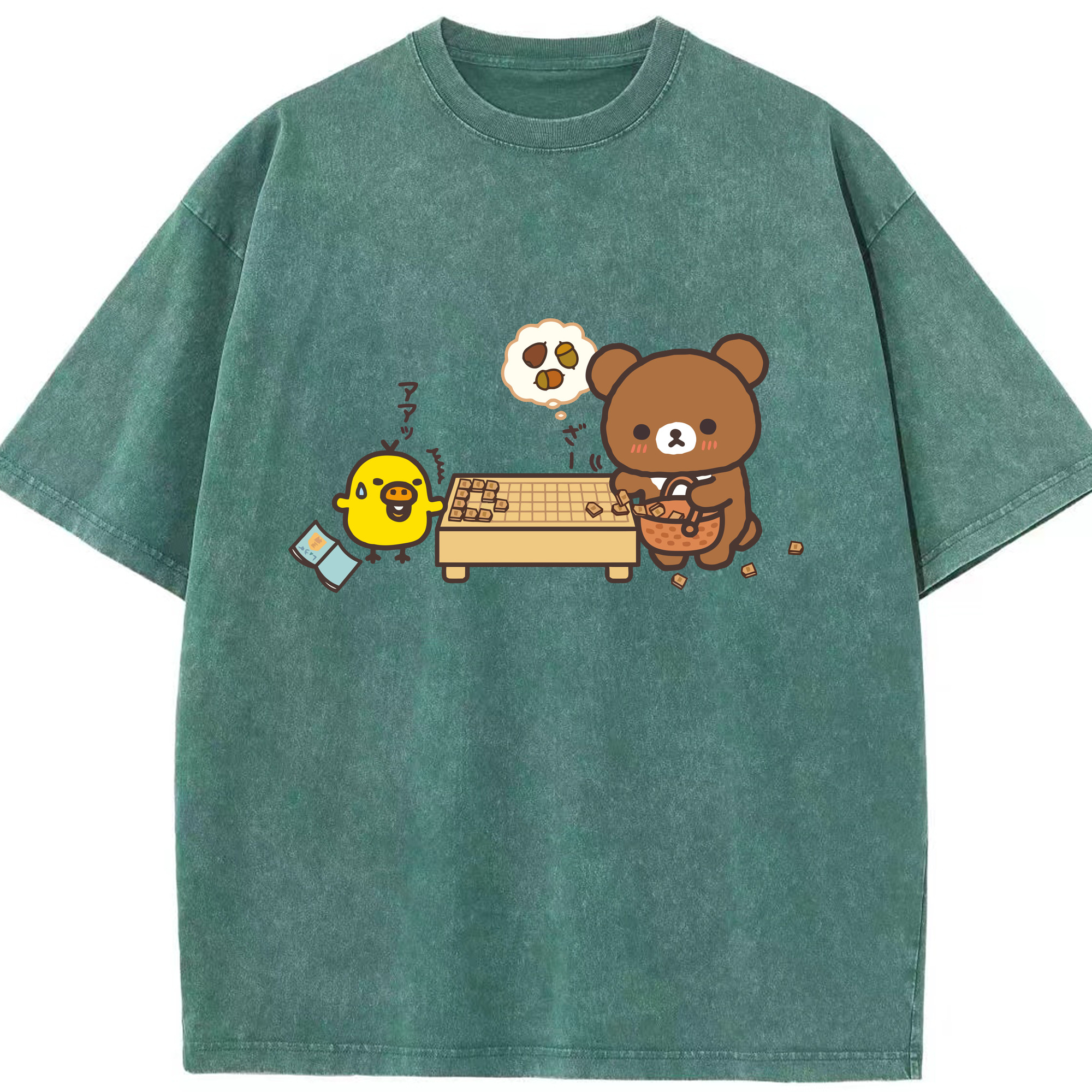 （画像用） リラックマ リラックマ キイロイトリ Rilakkuma Korilakkuma Kiiroitori 綿100% ヴィンテージ風 半袖Tシャツ（フロントプリント）